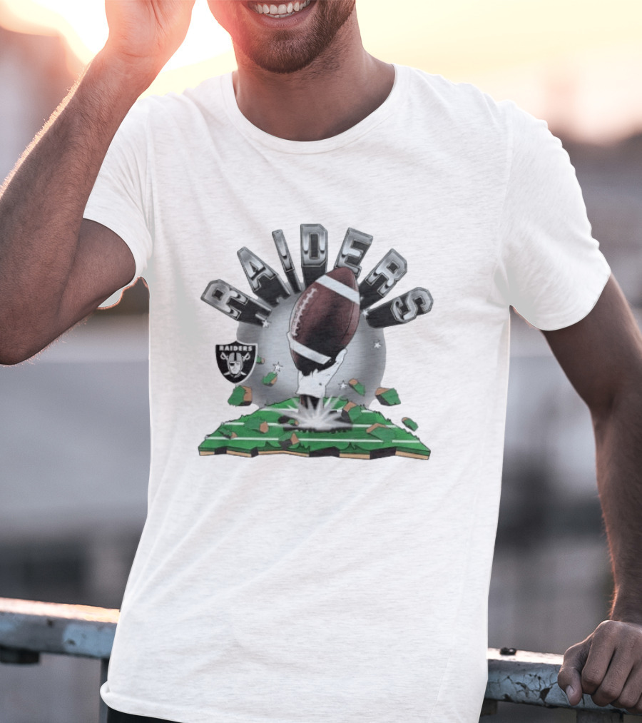 Raiders Football 2026 Explosive Clubhouse Breaking Through T-Shirt