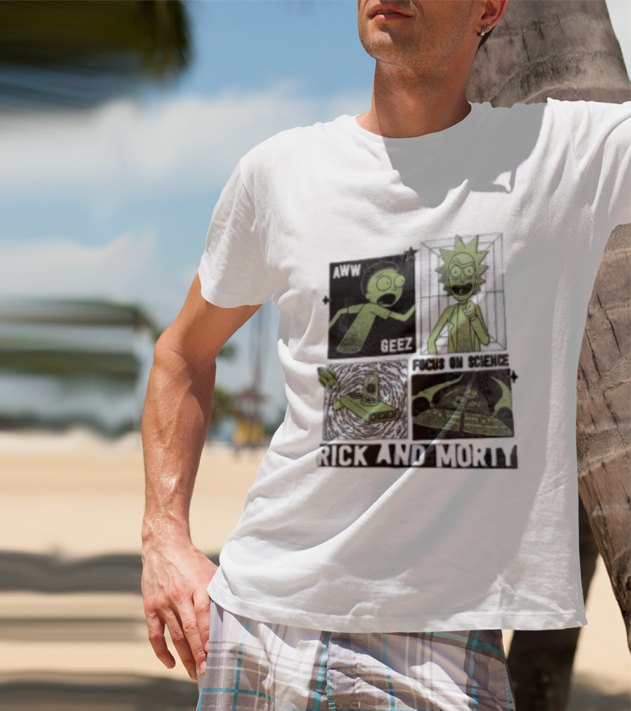 Aww Geez Rick And Morty Focus On Science Spaceship Portal T-Shirt