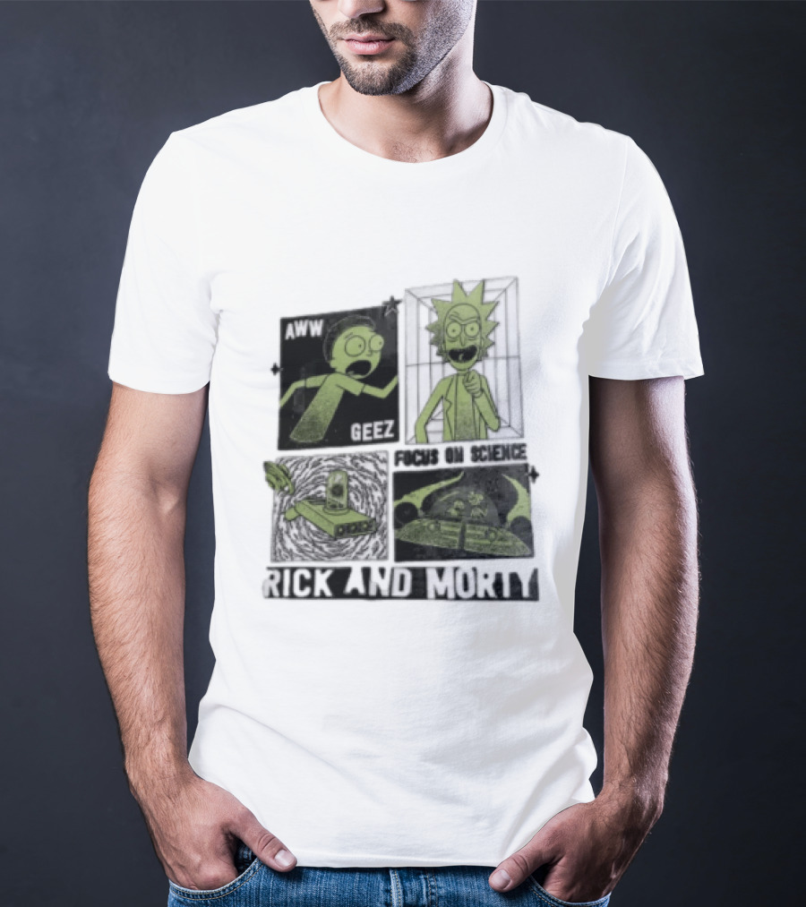 Aww Geez Rick And Morty Focus On Science Spaceship Portal T-Shirt