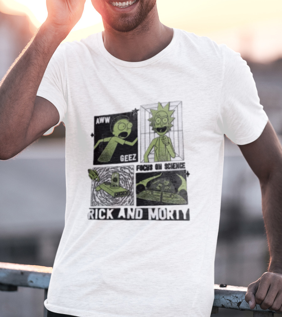 Aww Geez Rick And Morty Focus On Science Spaceship Portal T-Shirt