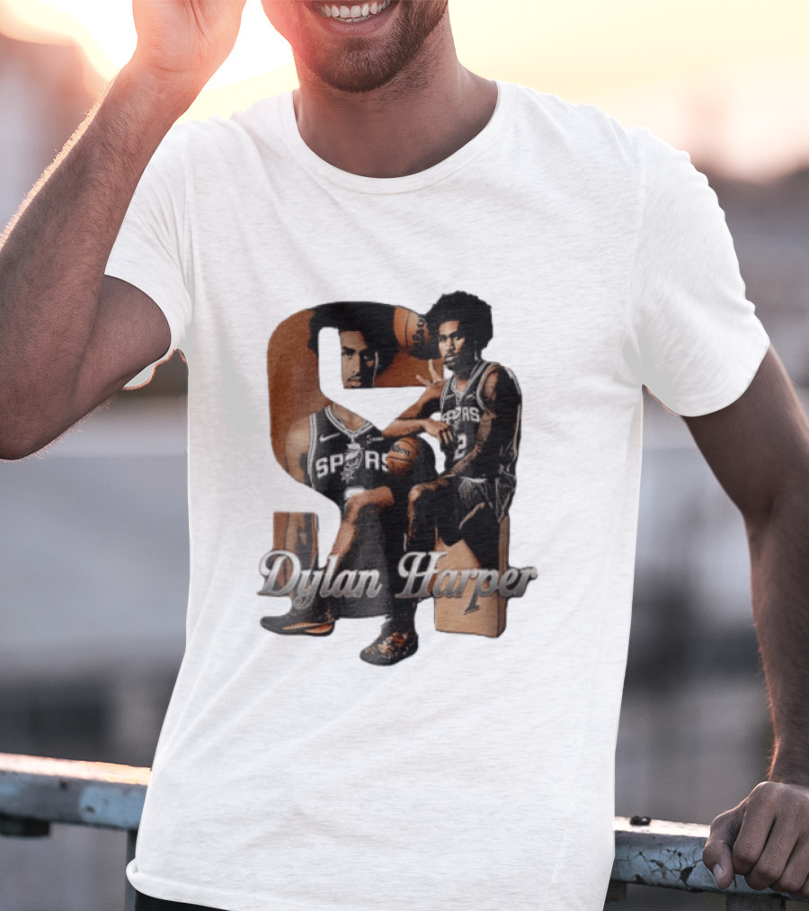 San Antonio Spurs Dylan Harper 2 Sitting Holding Basketball T-Shirt