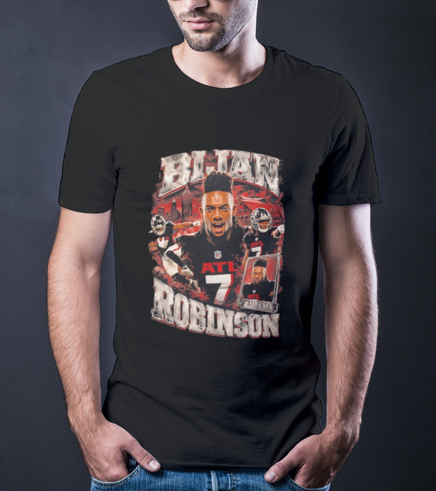 Bijan Robinson ATL Atlanta Falcons Number 7 Football Player Sports Collage T-Shirt