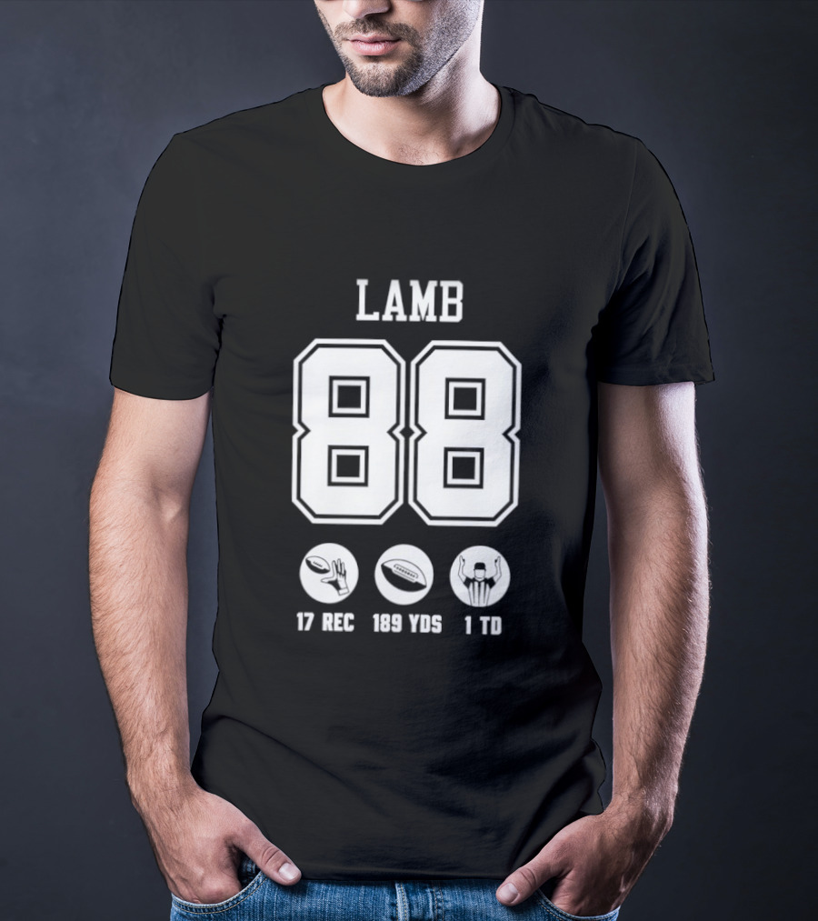 Dallas Cowboys CeeDee Lamb 88 17 Rec 189 Yds 1 Td T-Shirt