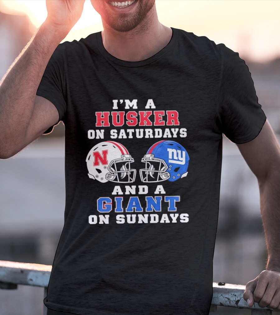 I'm A Husker On Saturdays And A Giant On Sundays Football Helmets T-Shirt