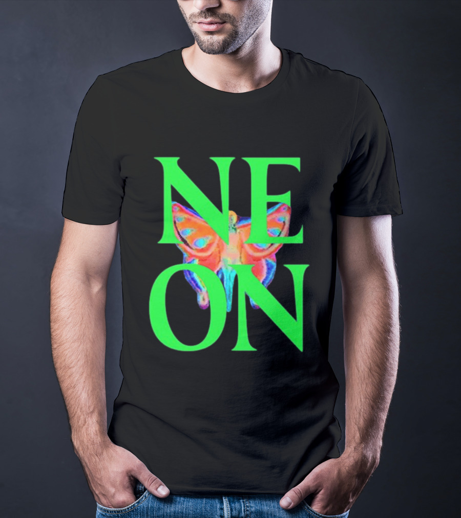 Neon Butterfly Interscope Store Colorful T-Shirt