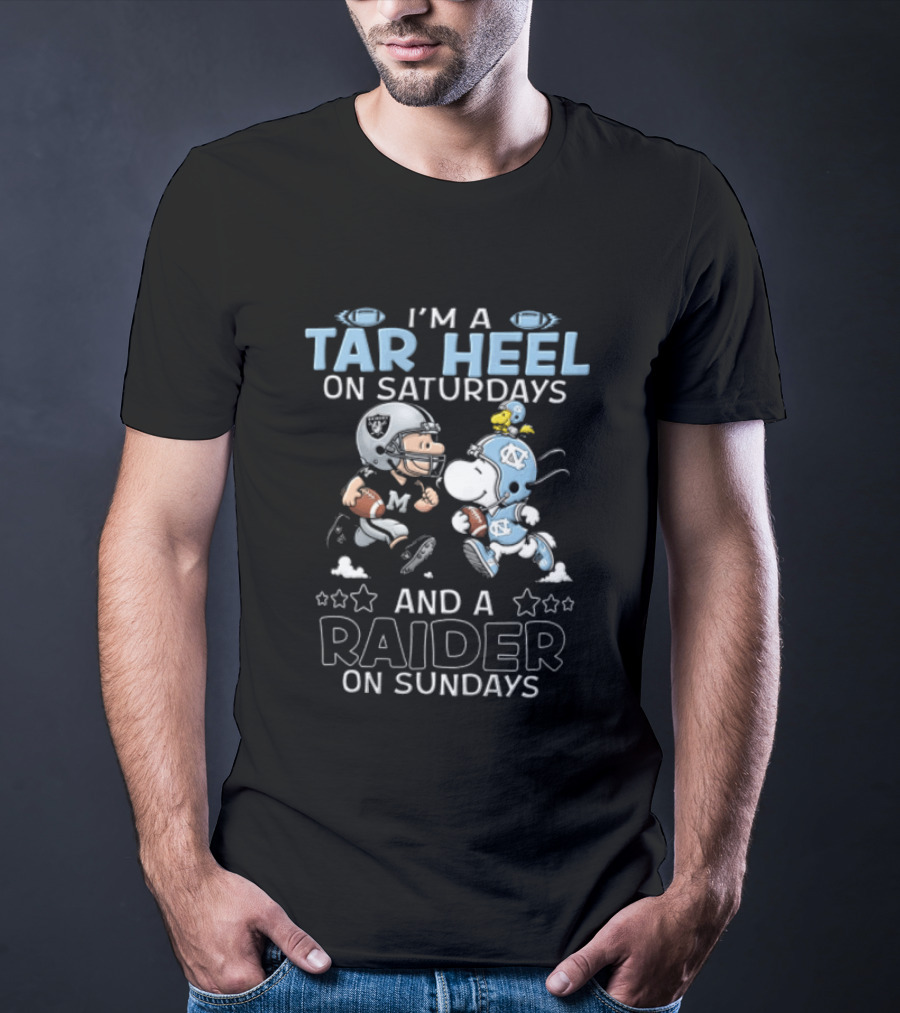 I'm A Tar Heel On Saturdays And A Raider On Sundays Charlie Brown Snoopy T-Shirt