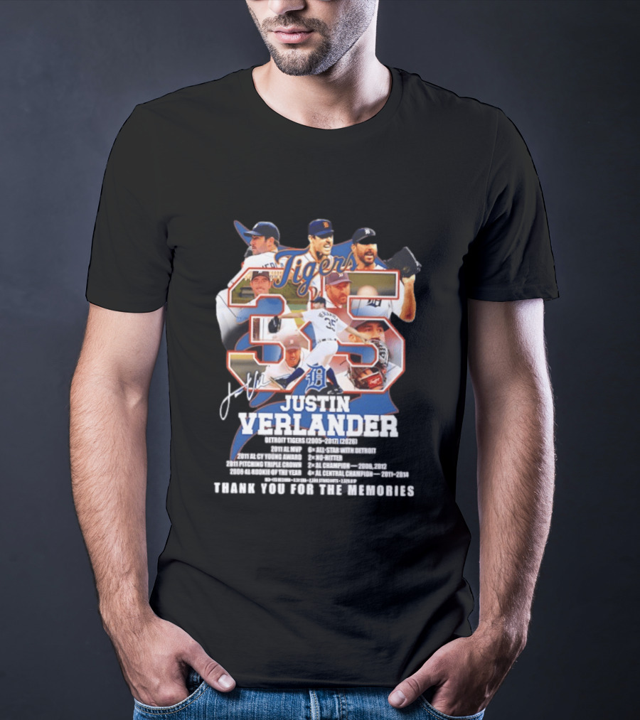 Detroit Tigers Justin Verlander 35 Thank You For The Memories 2026 T-Shirt