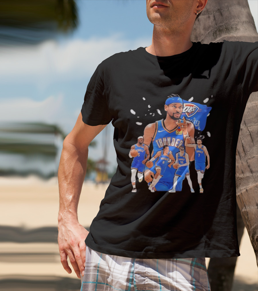 Oklahoma City Thunder 2026 NBA Players Collage With OKC Thunder Logo And Basketball Team Members T-Shirt