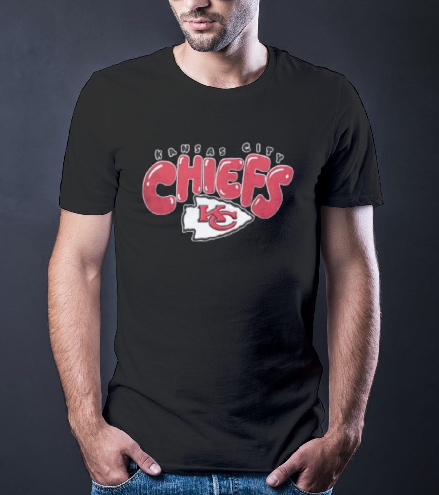 Kansas City Chiefs Red Bubble Lettering Arrowhead KC T-Shirt