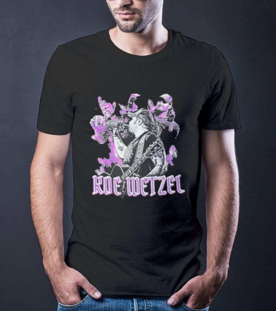 Koe Wetzel Fall Tour 2022 Purple Guitarist Montage T-Shirt