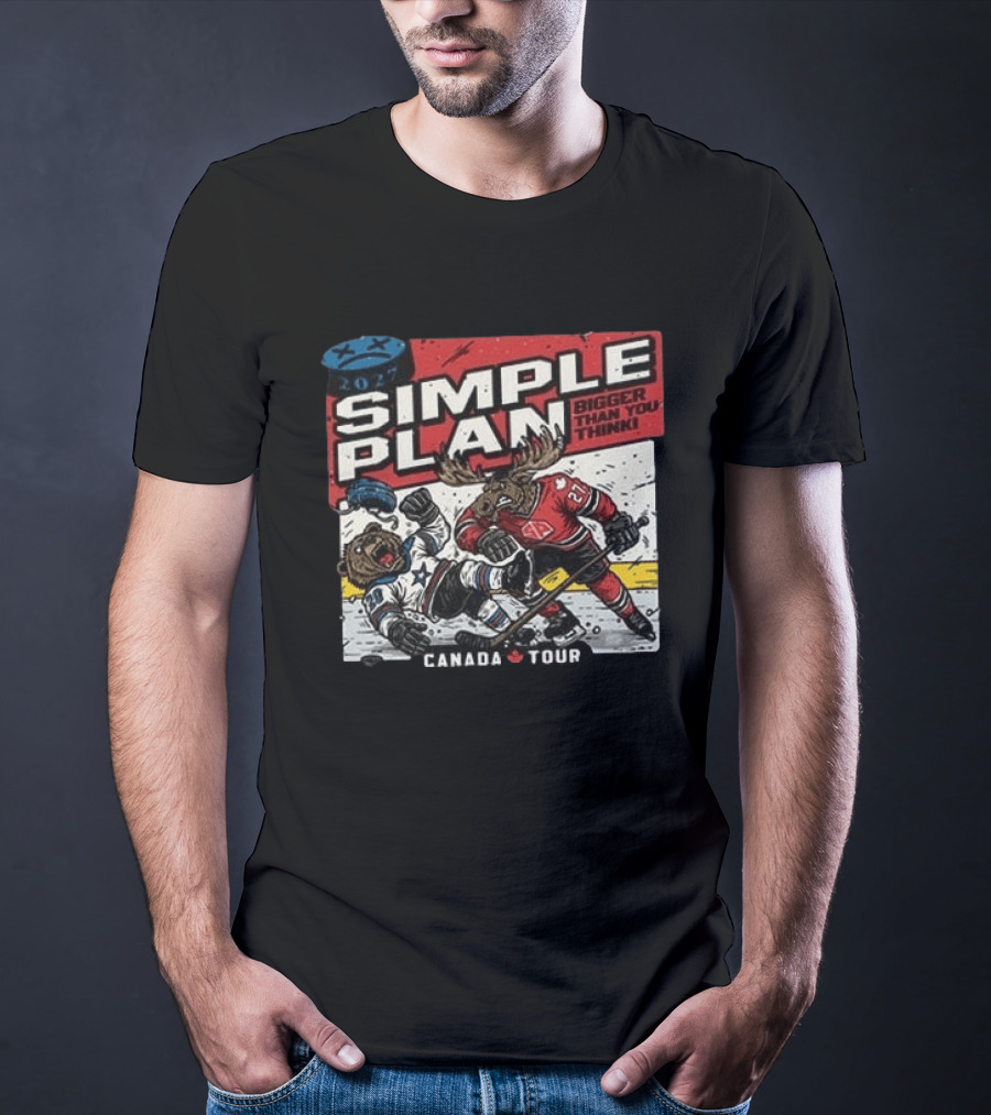 2027 Simple Plan Bigger Than You Think Canada Tour Hockey T-Shirt