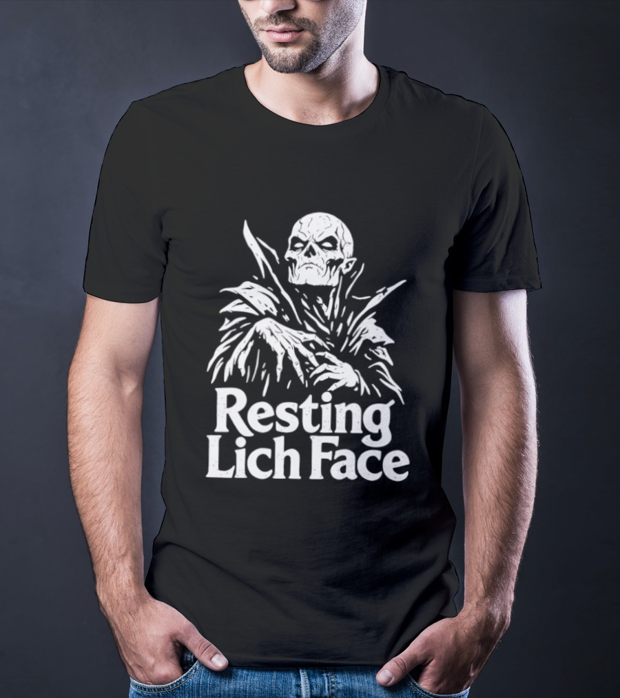 Resting Lich Face Skeleton Halloween 2026 T-Shirt