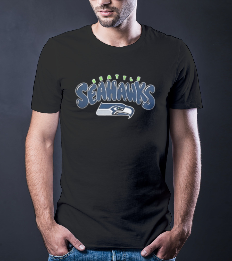 Seattle Seahawks Bubble Lettering With Team T-Shirt