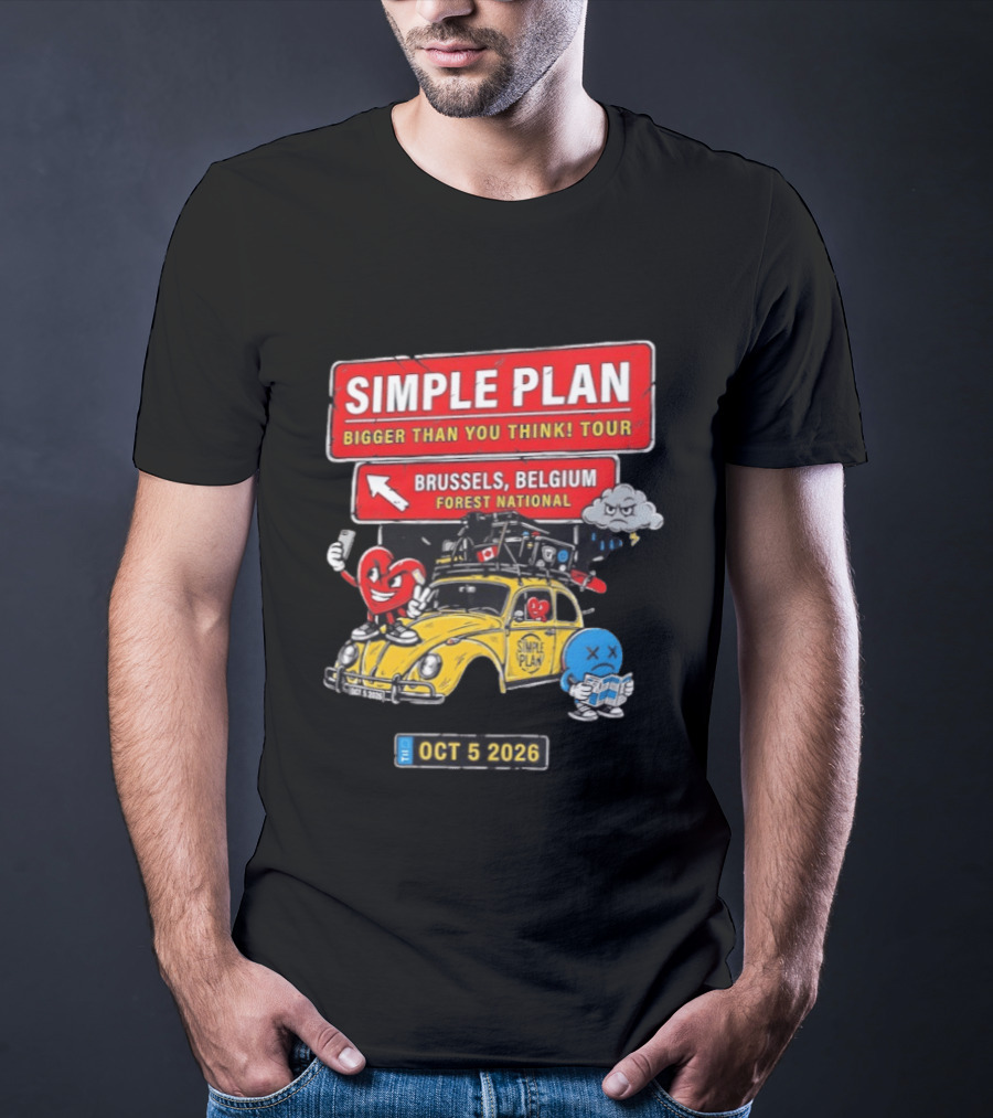 Simple Plan Bigger Than You Think Tour Brussels Belgium Forest National Oct 5 2026 T-Shirt