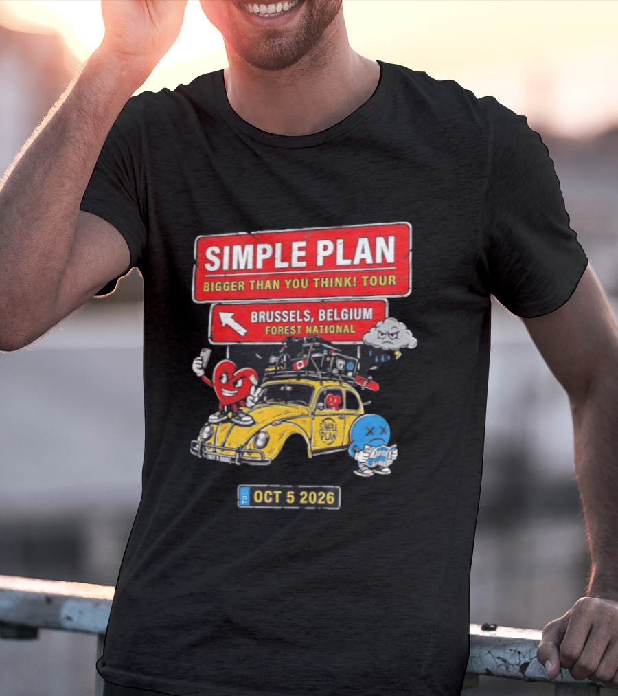Simple Plan Bigger Than You Think Tour Brussels Belgium Forest National Oct 5 2026 T-Shirt