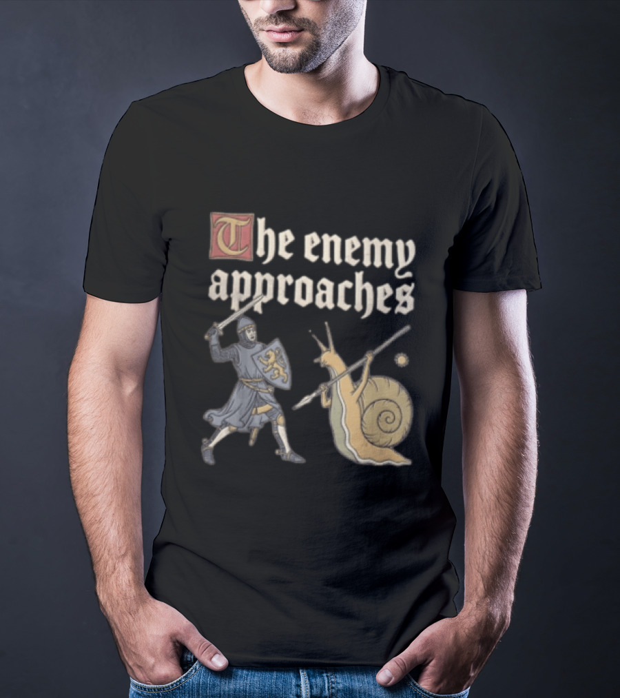 The Enemy Approaches Knight Duel With Snail Warrior In Medieval Battle Scene T-Shirt