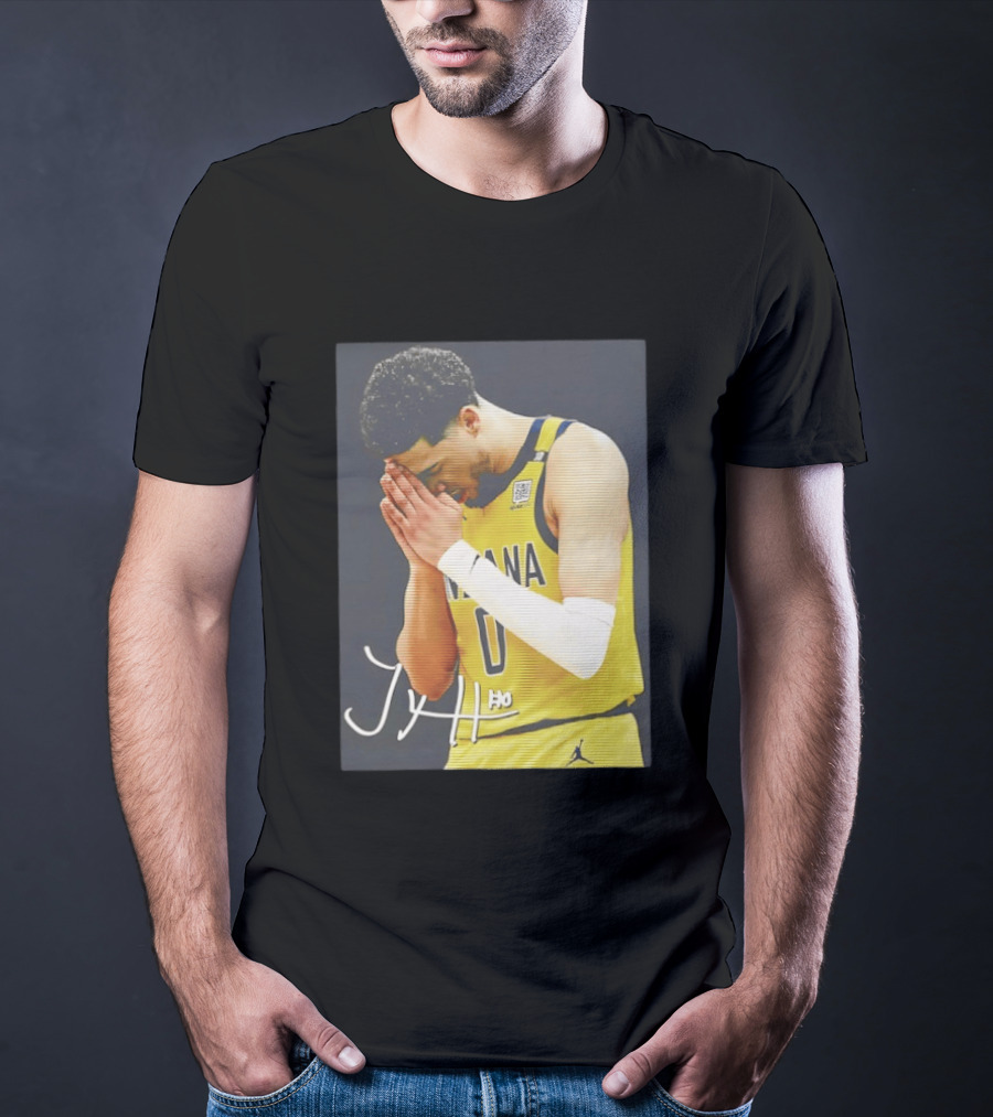 Tyrese Haliburton Indiana Pacers Praying NBA 0 JH Signature T-Shirt