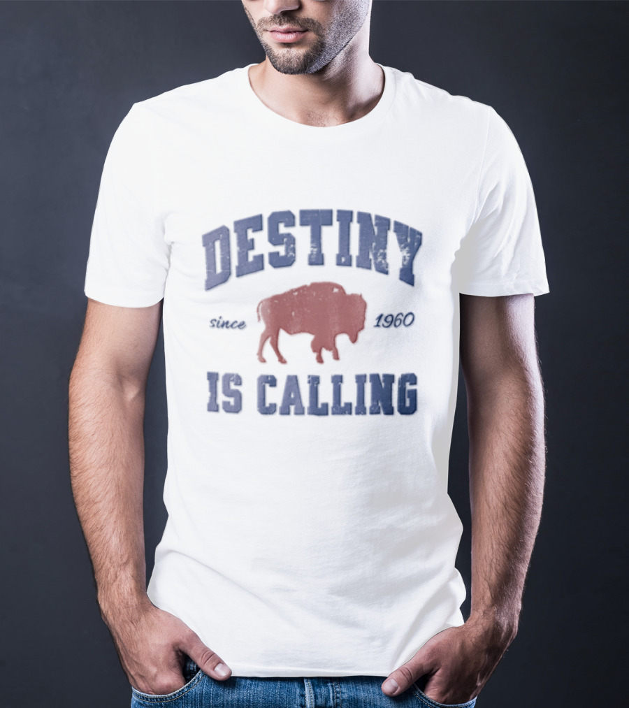 Destiny Is Calling 1960 Buffalo Bills Red Buffalo Distressed T-Shirt