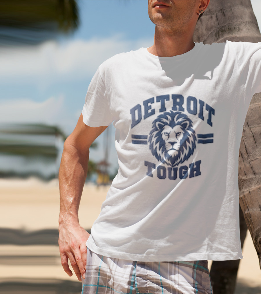 Detroit Tough Blue Lion Head T-Shirt