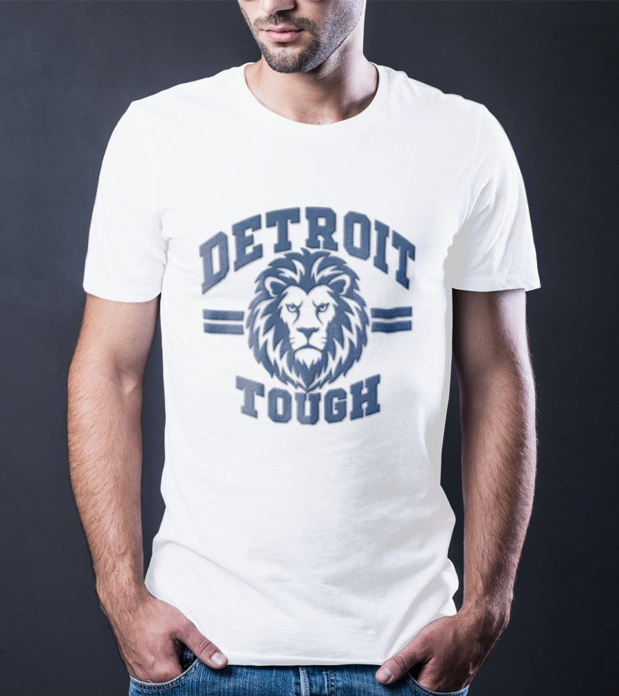 Detroit Tough Blue Lion Head T-Shirt