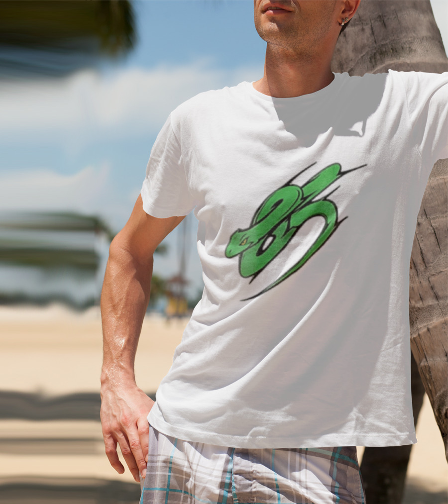 Green Snake Shaped Number Five Serpent T-Shirt