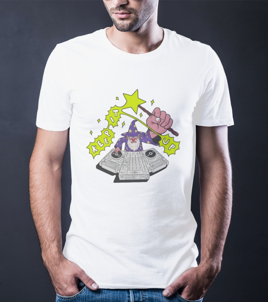 Wizard DJ Keep It Up Music Producer DJing Magic Spell Turntable Controller T-Shirt