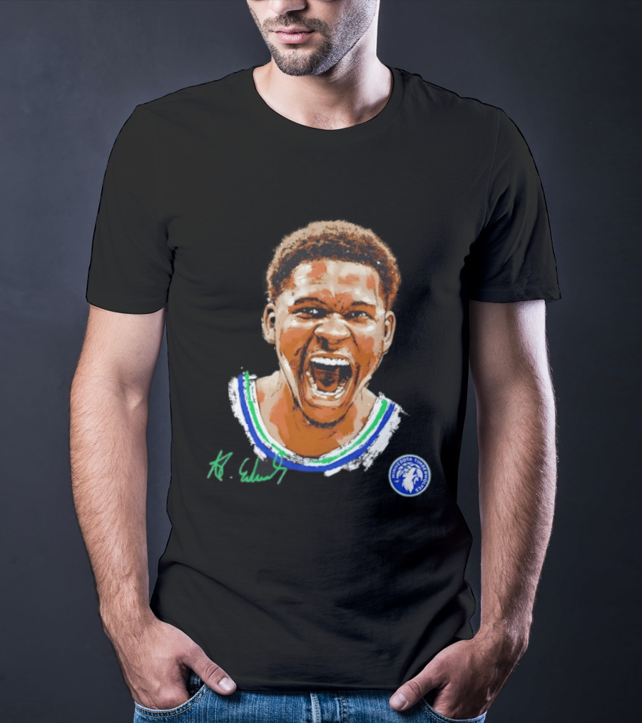 Anthony Edwards Minnesota Timberwolves Basketball Player Signature T-Shirt