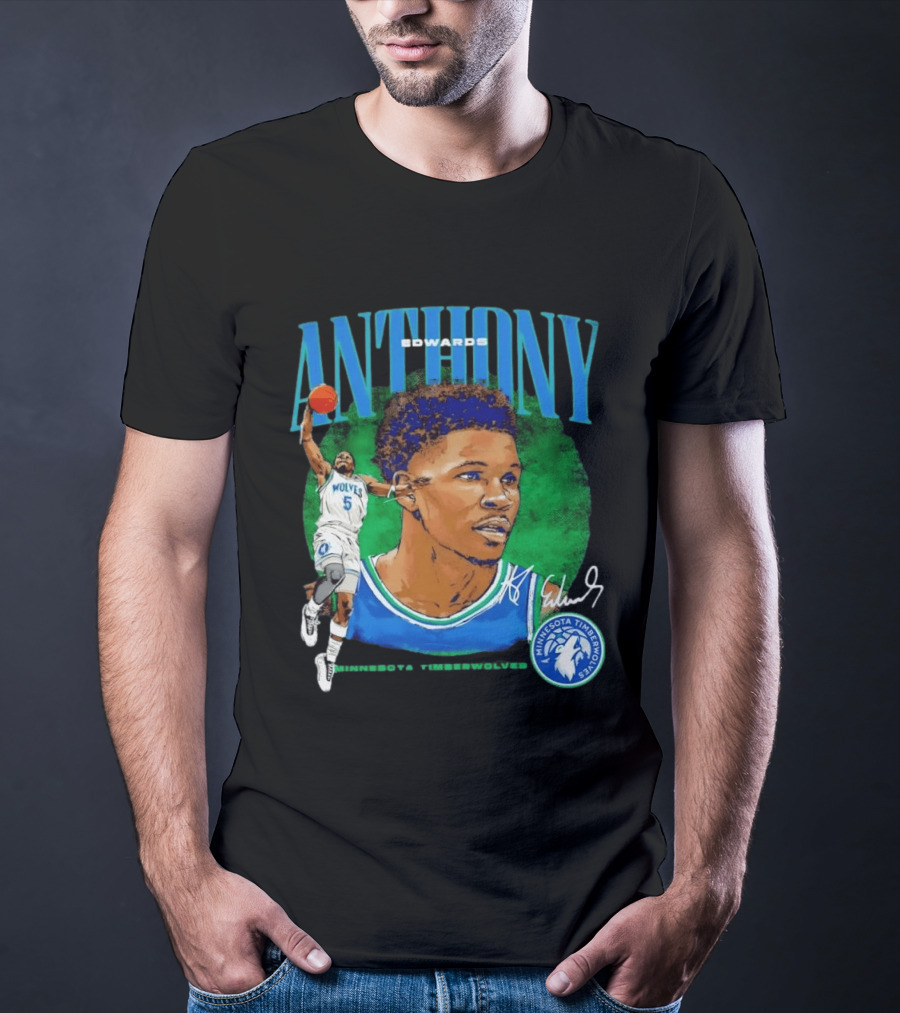 Anthony Edwards No 5 Minnesota Timberwolves Basketball Star Wolves T-Shirt