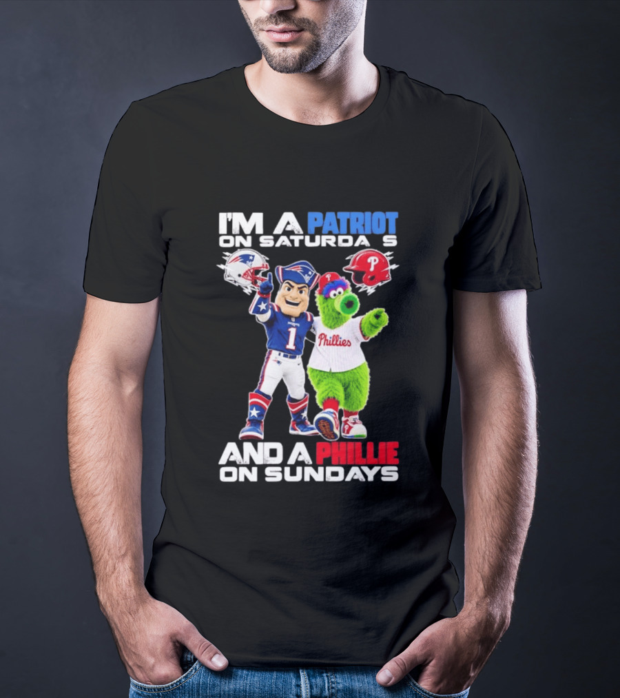Patriot Saturdays Phillie Sundays Mascots Patriots Phillies T-Shirt