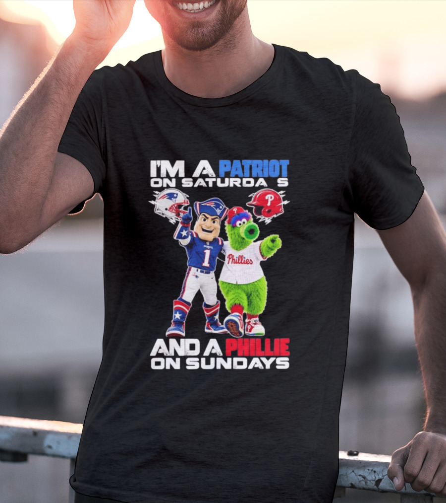 Patriot Saturdays Phillie Sundays Mascots Patriots Phillies T-Shirt