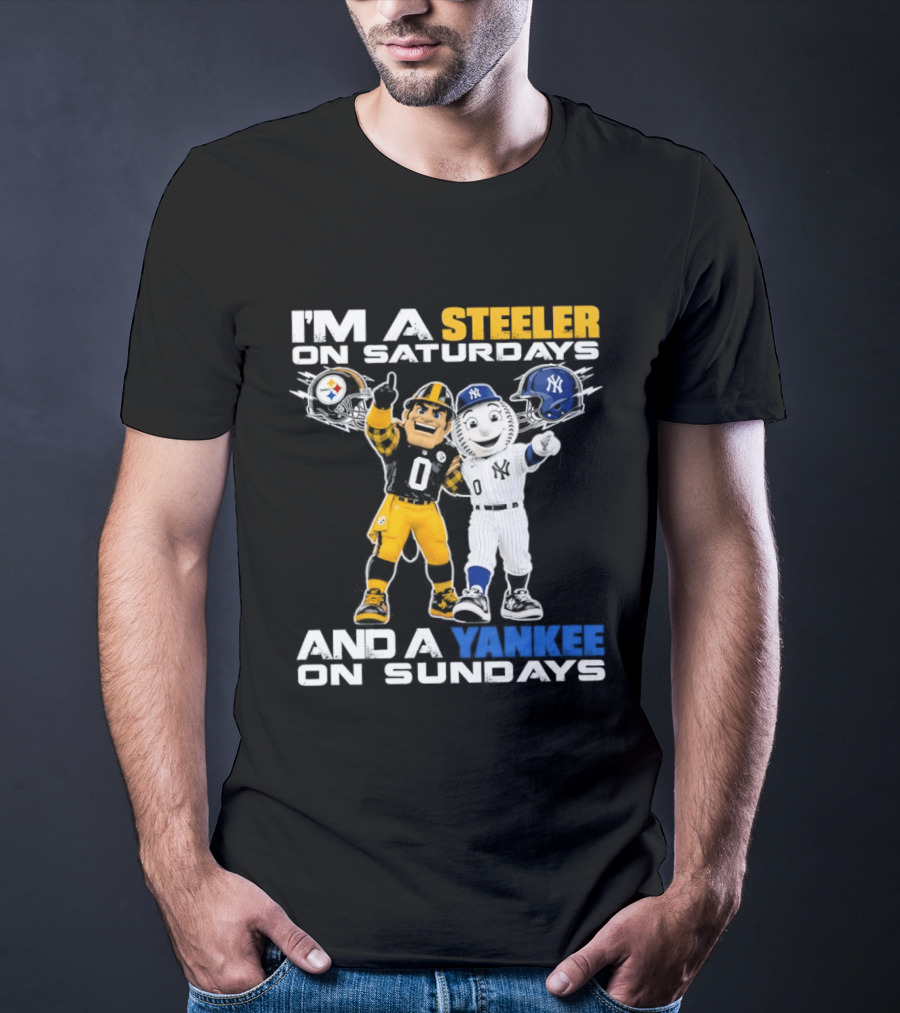 I'm A Steeler On Saturdays And A Yankee On Sundays Football Baseball Mascots T-Shirt
