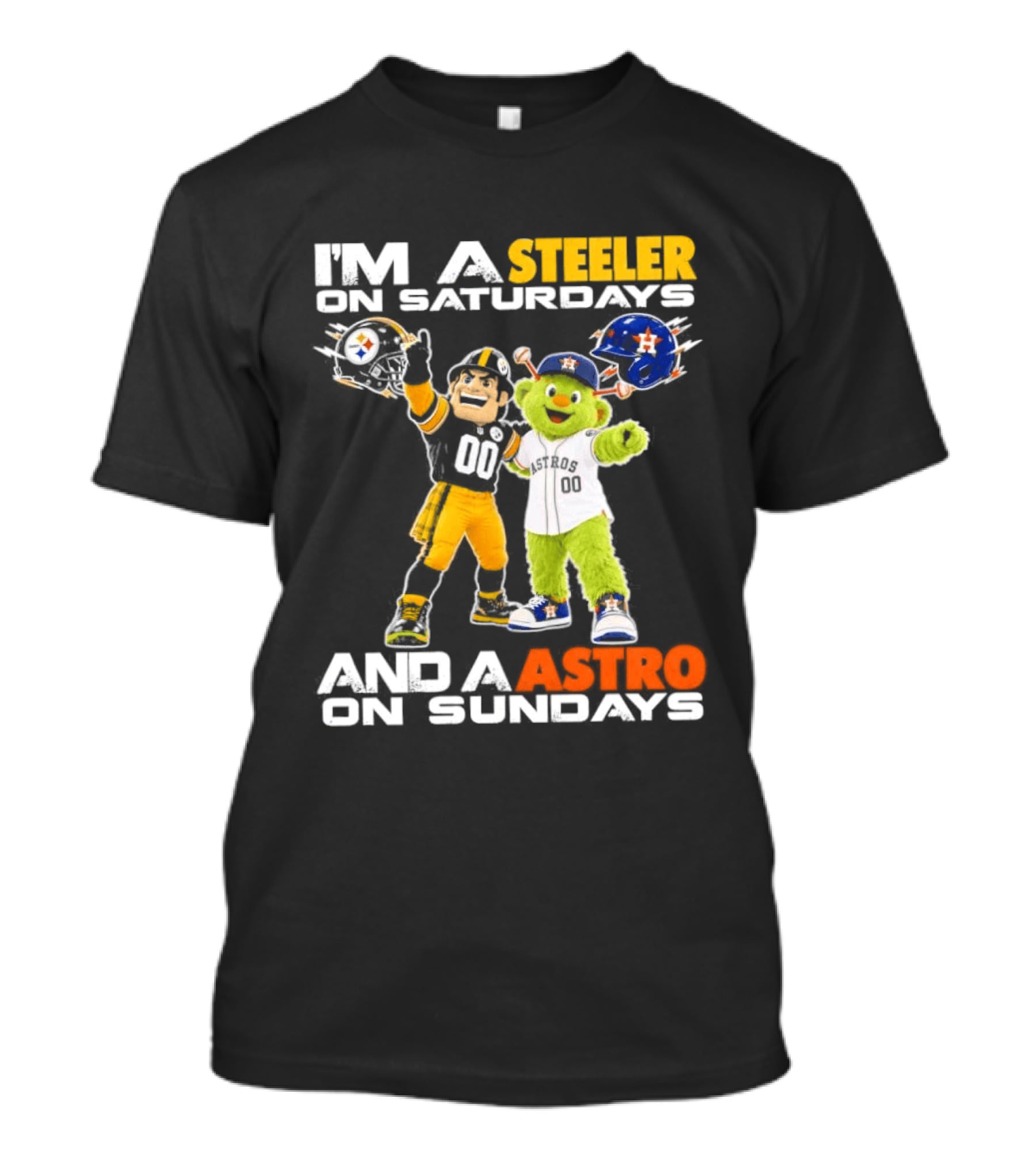 I'm A Steeler On Saturdays And An Astro On Sundays Football And Baseball Mascots T-Shirt