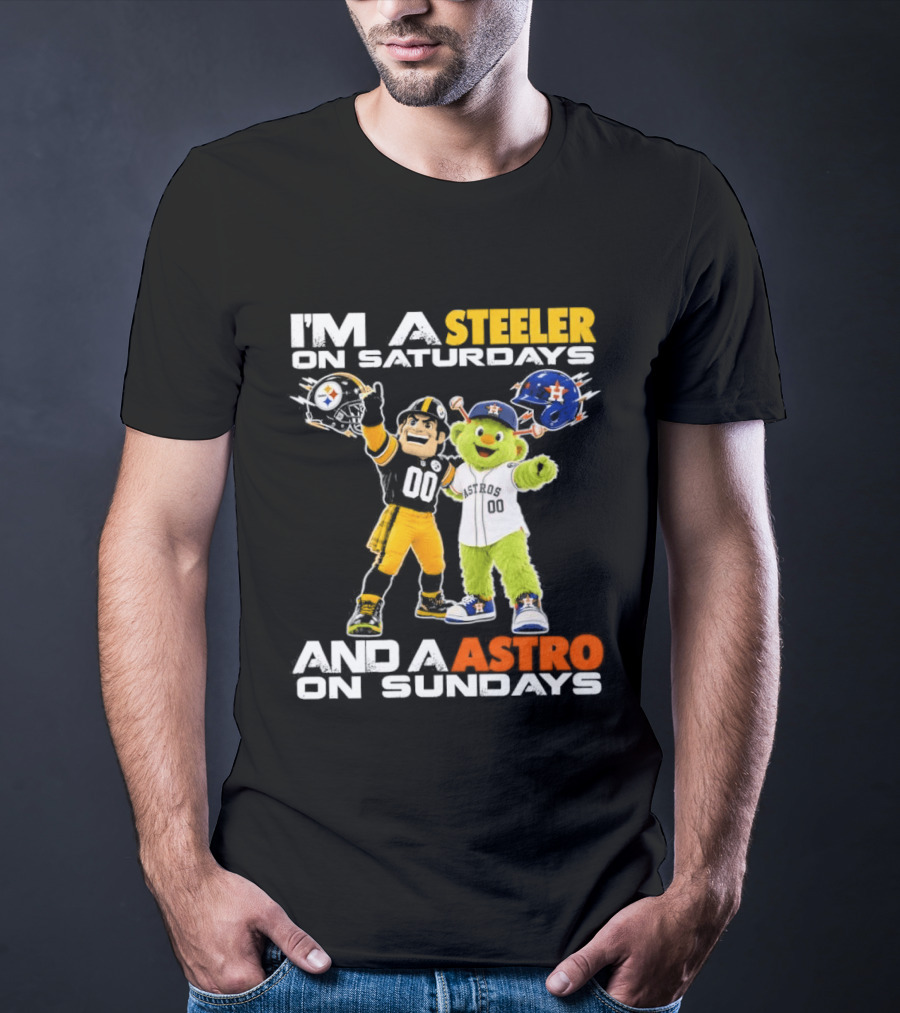 I'm A Steeler On Saturdays And An Astro On Sundays Football And Baseball Mascots T-Shirt
