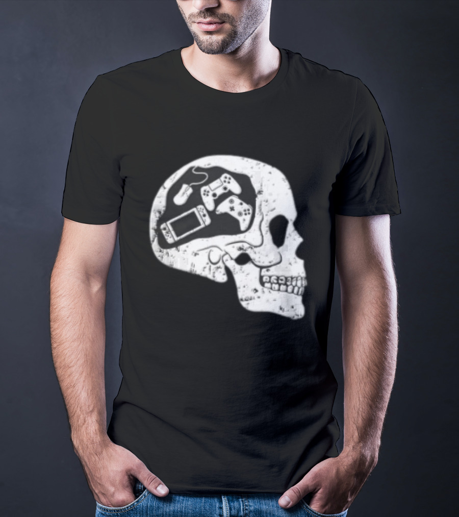 Skull Brain Gaming Controllers Mouse Video Game Lovers T-Shirt
