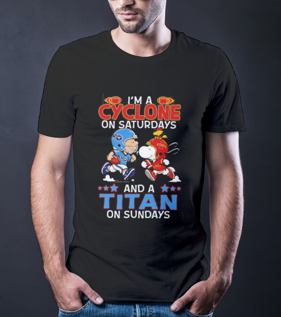 Charlie Brown Cyclone Saturdays Snoopy Titan Sundays Football T-Shirt