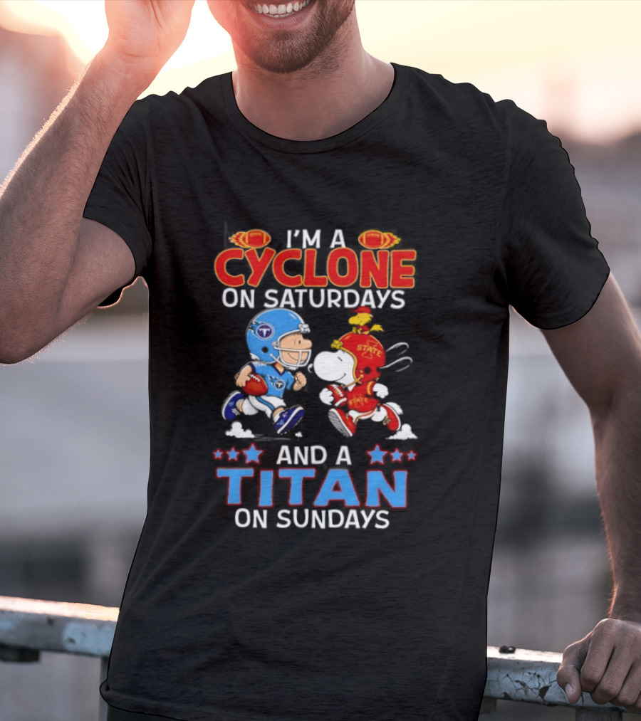 Charlie Brown Cyclone Saturdays Snoopy Titan Sundays Football T-Shirt
