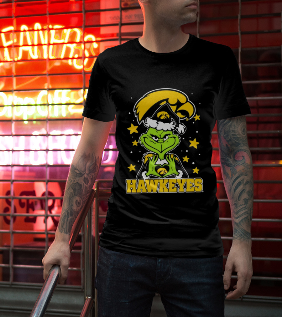 Iowa Hawkeyes Grinch Christmas NCAA Fan Gear T-Shirt