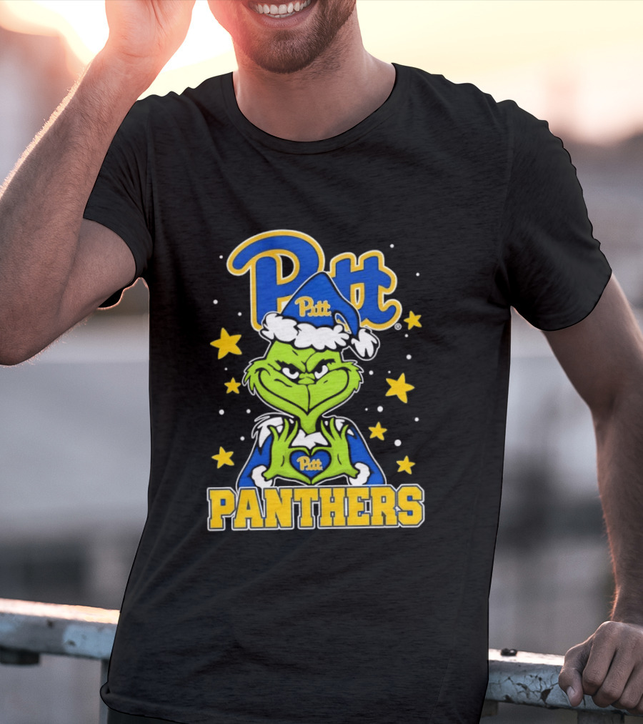 Pitt Panthers The Grinch Heart Hands University Of Pittsburgh T-Shirt