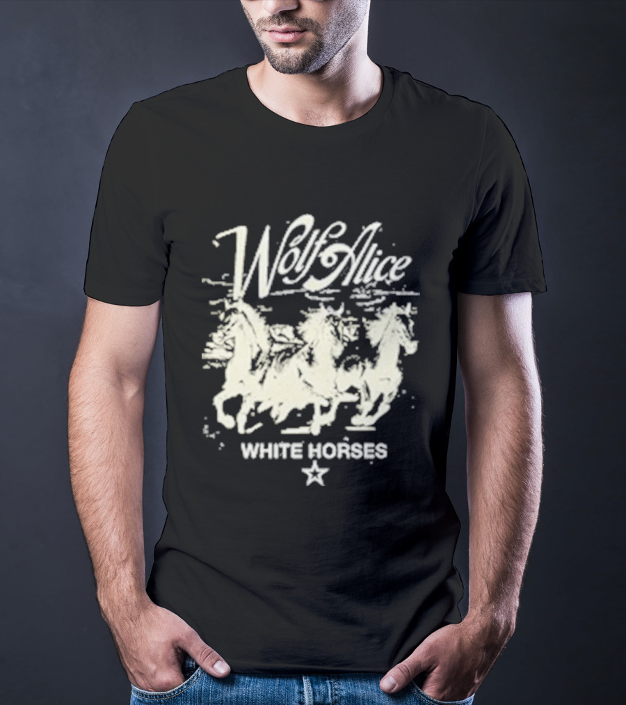 Wolf Alice White Horses Star Motif T-Shirt