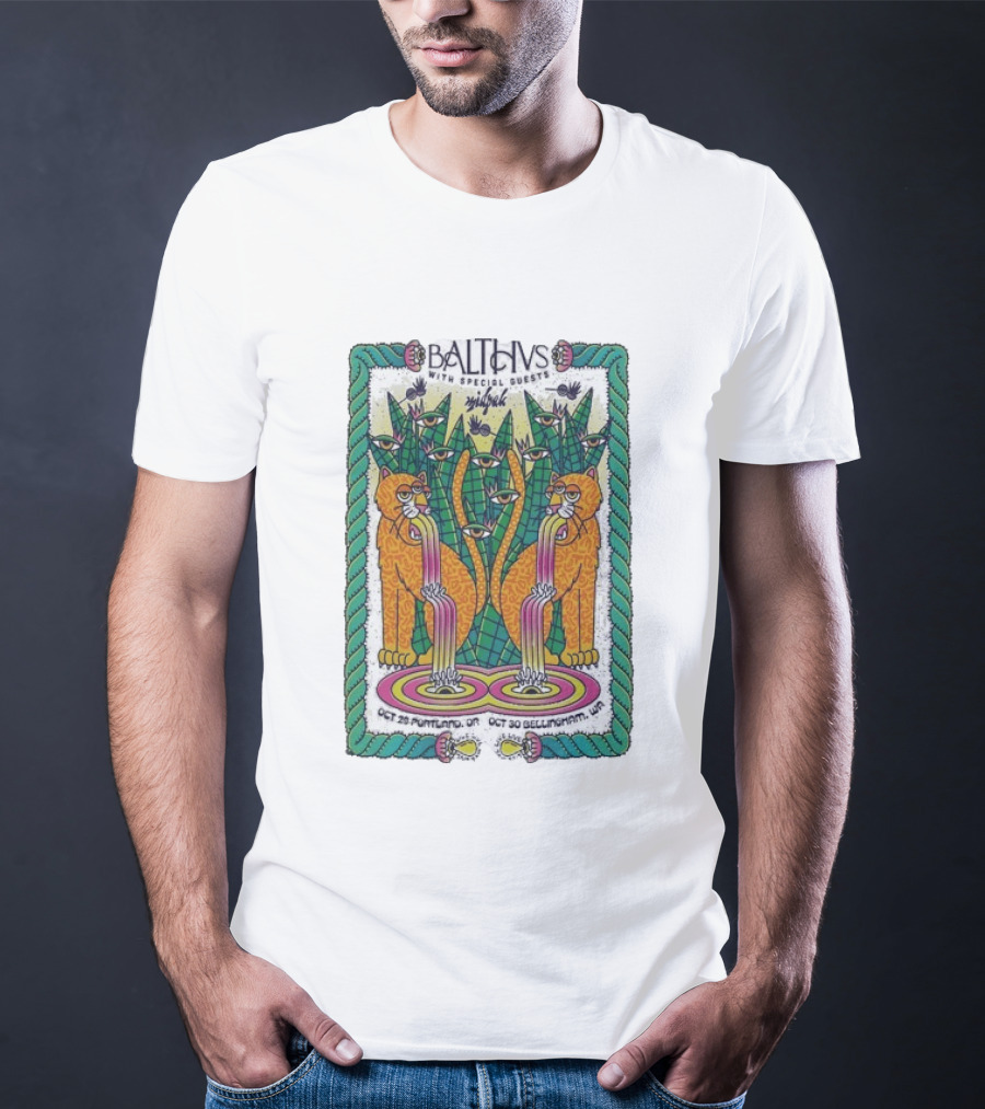 Balthvs With Special Guests Midpak October 29 Portland October 30 Bellingham Psychedelic Eye Design With Tigers And Abstract T-Shirt