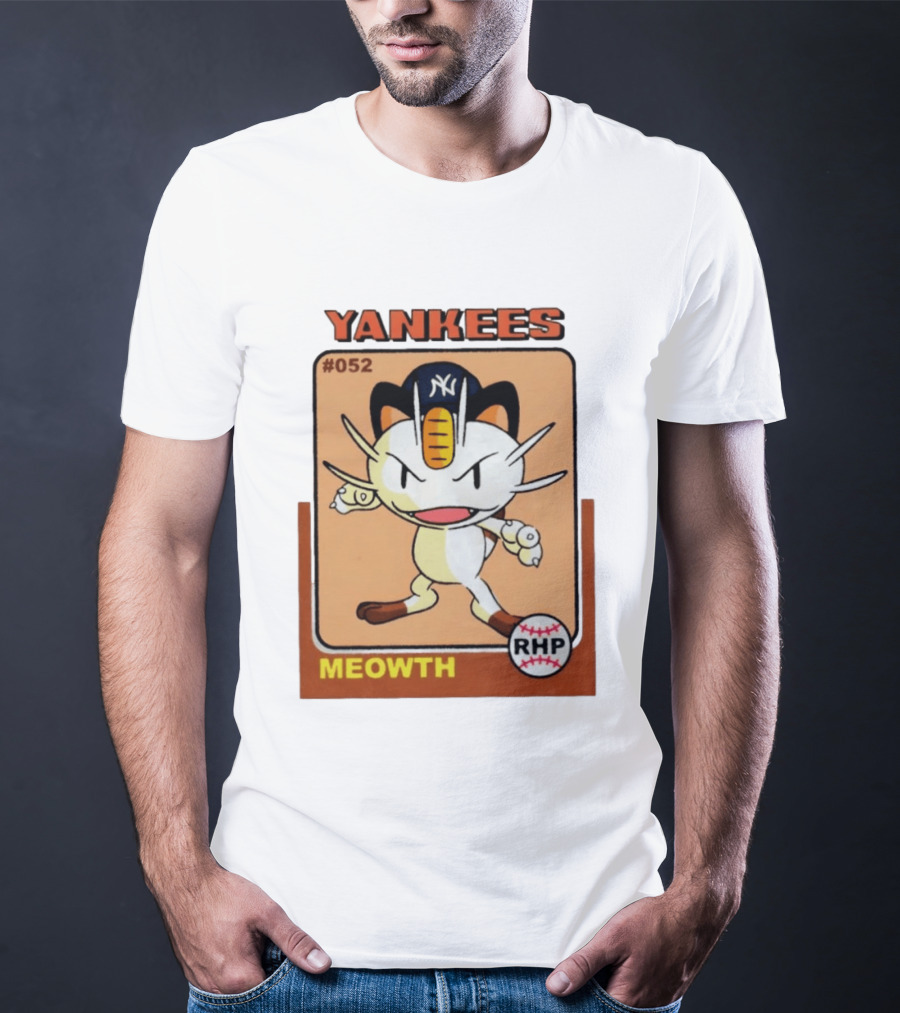 Yankees Meowth #052 RHP Baseball Card T-Shirt