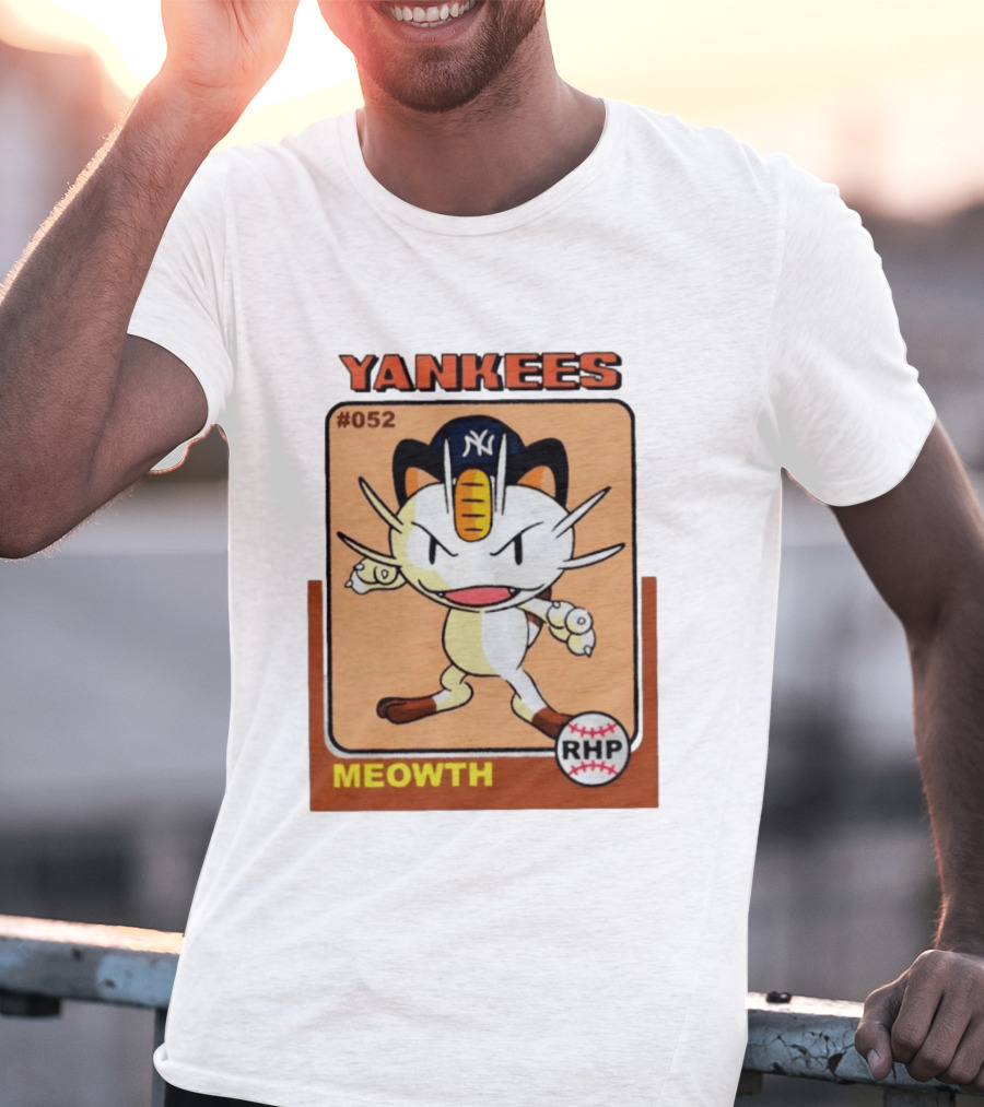 Yankees Meowth #052 RHP Baseball Card T-Shirt