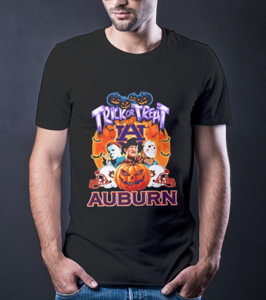 Auburn Tigers Halloween Trick Or Treat Horror Characters 2026 T-Shirt