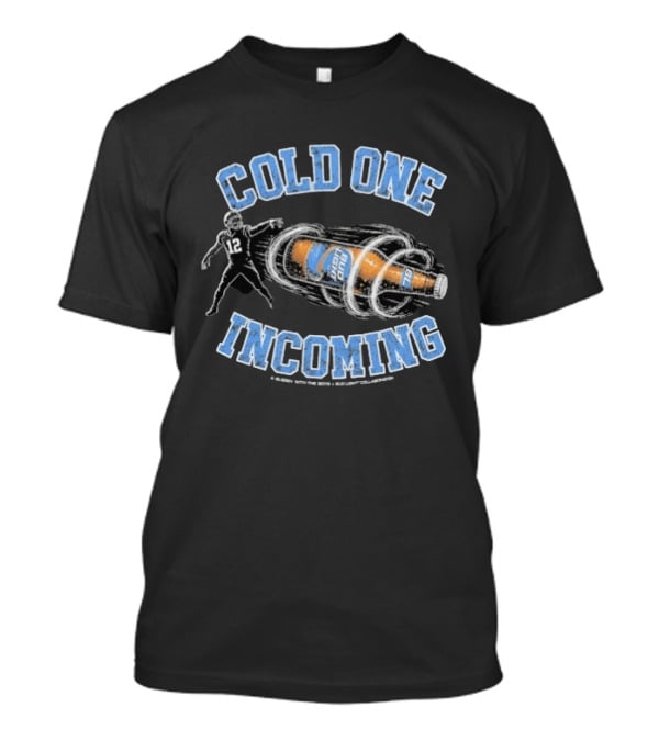 Bussin' With The Boys Bud Light Cold One Incoming Football Player Holding Beer T-Shirt