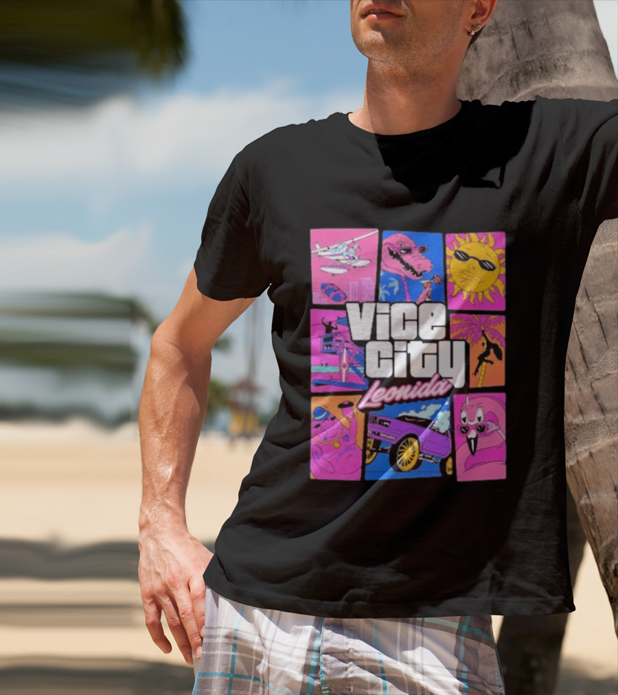 Vice City Leonida Sun Shades Crocodile Pink Car T-Shirt