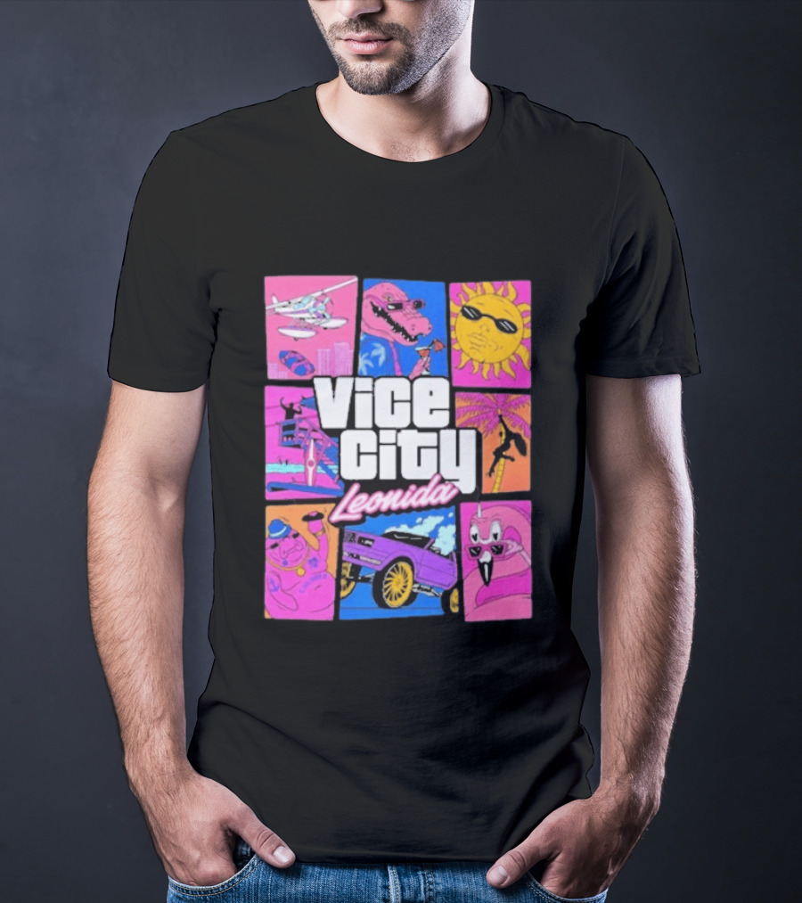 Vice City Leonida Sun Shades Crocodile Pink Car T-Shirt