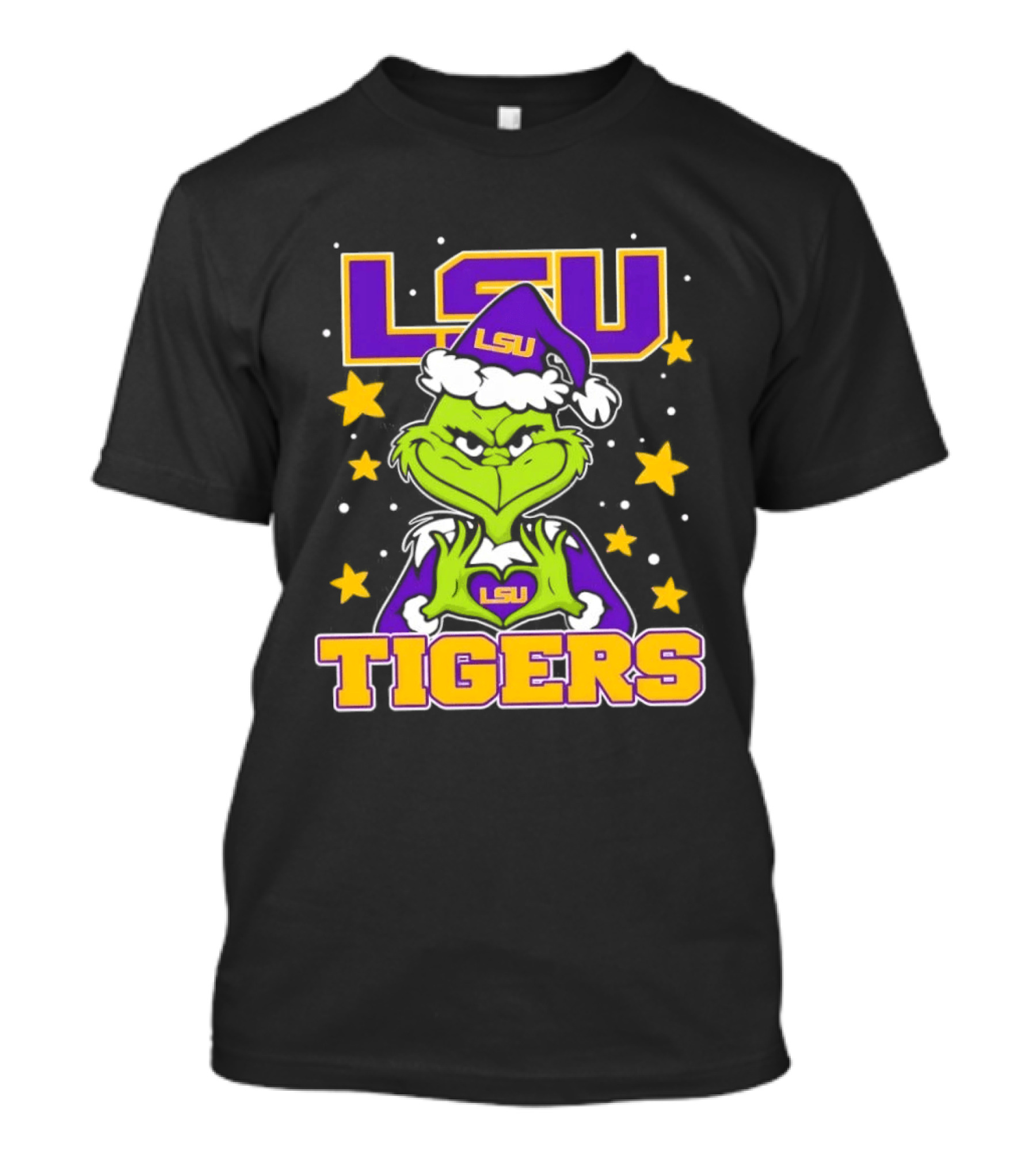 LSU Tigers Grinch Christmas Heart Hands T-Shirt