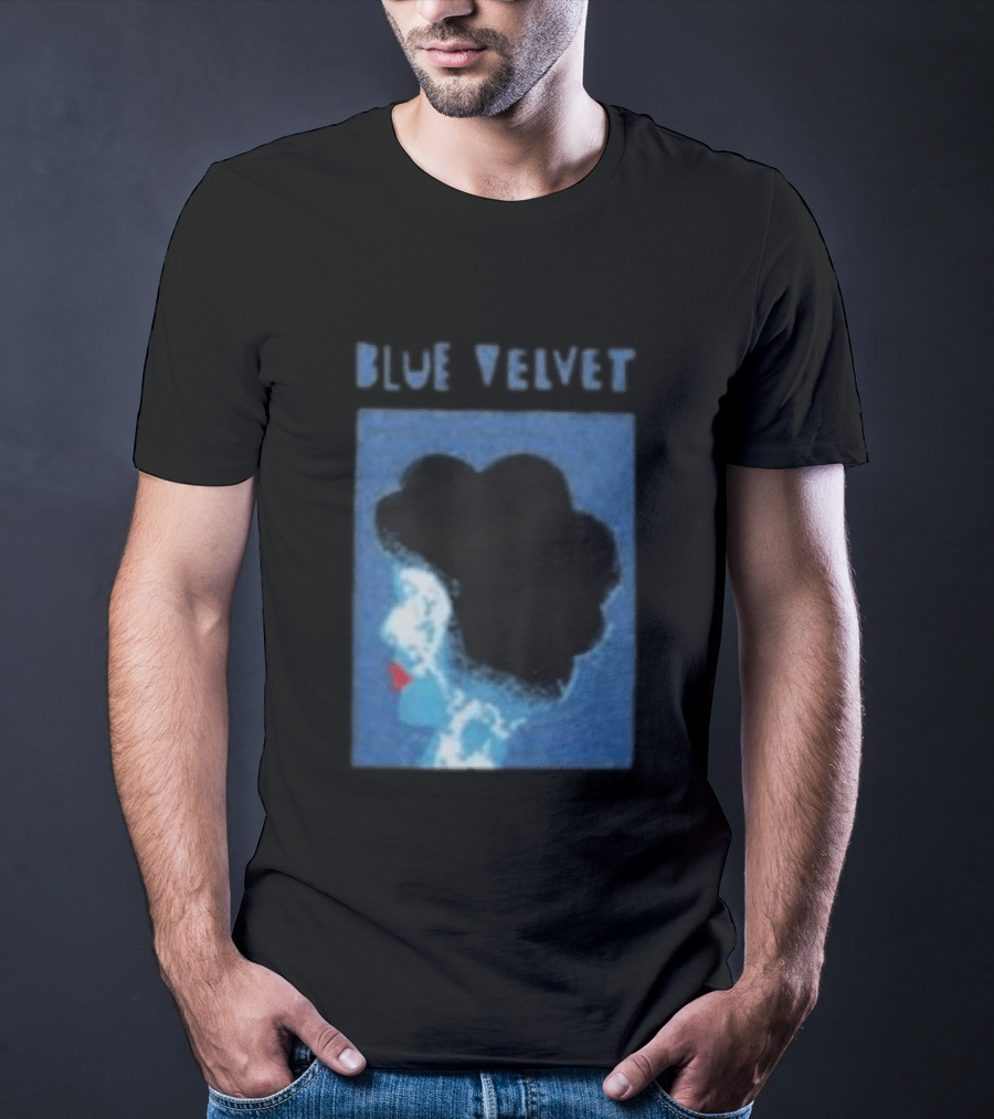 Blue Velvet Afro Silhouette Red Lips T-Shirt