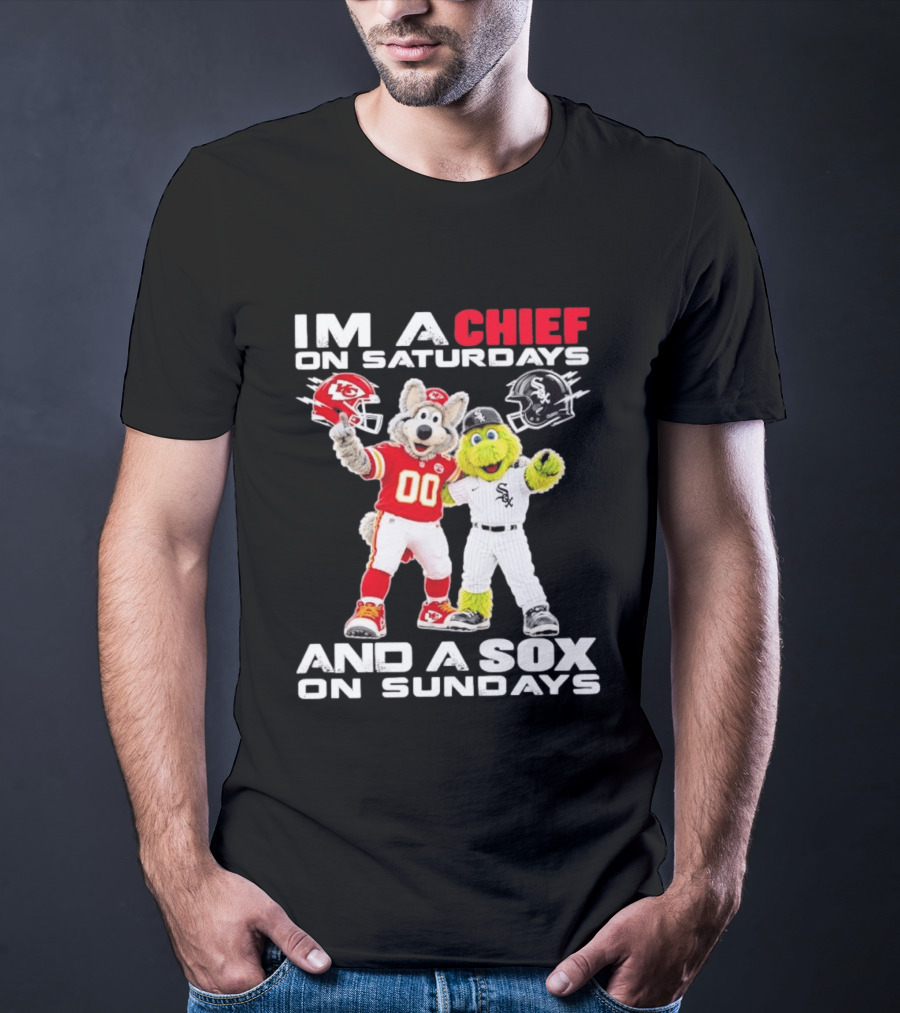 I'm A Chief On Saturdays And A Sox On Sundays Kansas City Chicago Mascots T-Shirt
