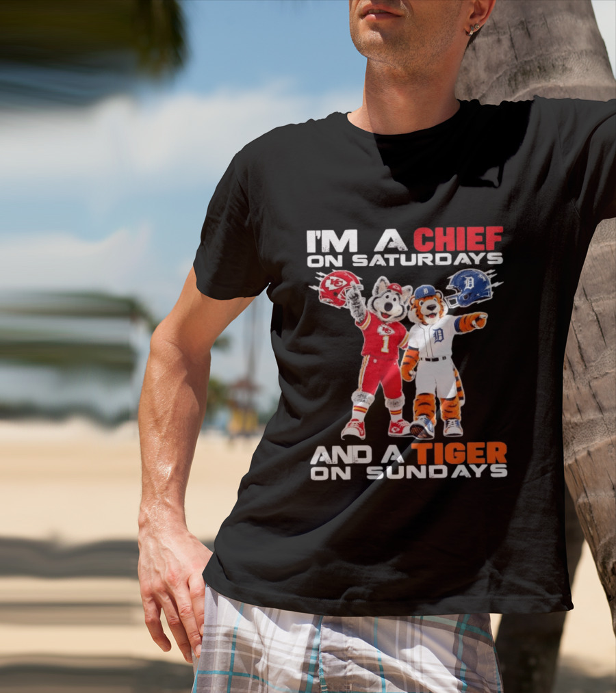 I'm A Chief On Saturdays And A Tiger On Sundays Sports Mascot Helmets T-Shirt
